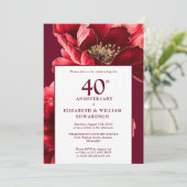 Ruby Rood en Goud Bloemen 40e Jubileum Kaart (Staand voorkant)