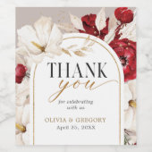 Ruby rood en wit bloemen bruiloft dank u wijn etiket (Enkel label)