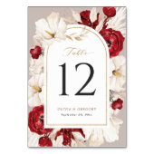 Ruby rood en wit bloemen bruiloft kaart (Achterkant)