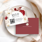 Ruby rood en wit bloemen bruiloft RSVP met QRcode