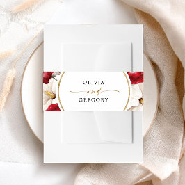 Ruby rood en wit bloemen bruiloft uitnodigingen wikkel
