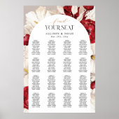 Ruby rood en wit bloemen bruiloft vind uw stoel poster (Voorkant)