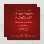 Ruby Rood en Wit Minimalistische Huwelijksuitnodig Kaart (Voorkant / Achterkant)