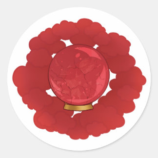 Ruby Rood Gebarsten Kristallen Bal Ronde Sticker