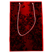 Ruby rood op zwart bloemenbruisend elegant medium cadeauzakje (Voorkant)