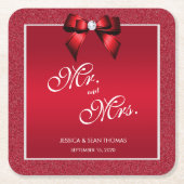 Ruby Rood & Stijlvolle Gem Bruiloft Vierkante Kartonnen Onderzetter (Voorkant)