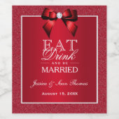 Ruby Rood & Stijlvolle Gem Bruiloft Wijn Etiket (Enkel label)