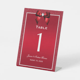Ruby Rood & Stijlvolle Gem Tafel Nummer Reclamebord Met Voetstuk