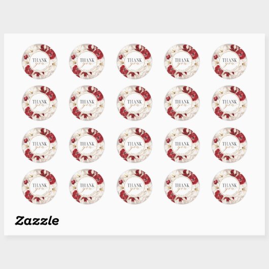 Ruby rouge et blanc floral merci Sticker (Feuille)