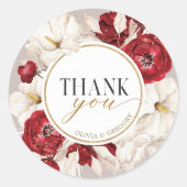 Ruby rouge et blanc floral merci Sticker (Devant)