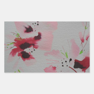 Ruby, roze en limoen abstracte bloemenspray rechthoekige sticker