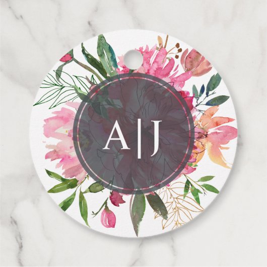 Ruby Roze Pioen Bloemige Botanische Bruiloft Bedankjes Labels (Achterkant)