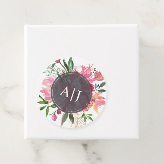 Ruby Roze Pioen Bloemige Botanische Trouw Bedankjes Labels (In situ)