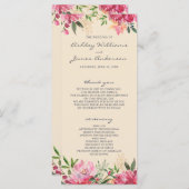 Ruby Roze Pioen Botanisch Ivoor Trouw Programma (Voorkant / Achterkant)