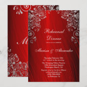 Ruby Silver Wedding Rehearsal Dinner Kaart (Voorkant / Achterkant)