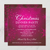 Ruby Snowflakes Dîner de Noël Invitation (Devant / Derrière)