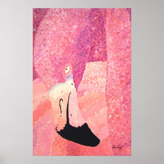 Ruby the Big Head Flamingo - alleen Dahl Poster (Voorkant)