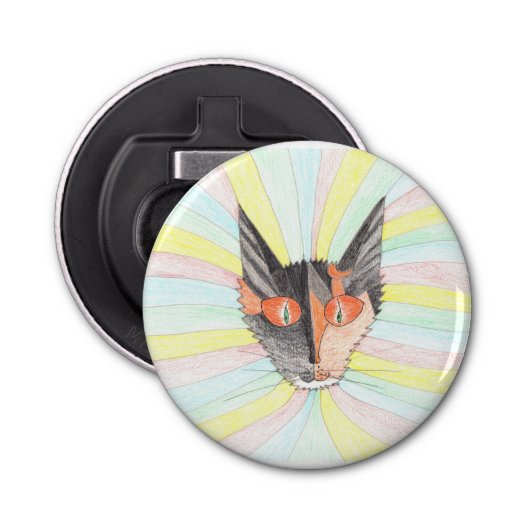 Ruby the Kitten opent de fles Button Flesopener (Voorkant)