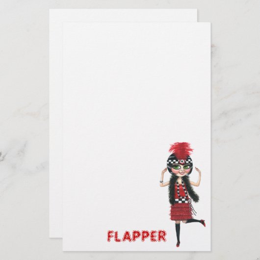 Ruby the Roaring '20s Flapper Stationery Briefpapier (Voorkant / Achterkant)