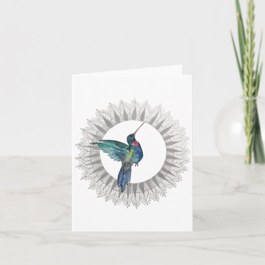 Ruby Throat Hummingbird Foltering Note Card Kaart (Voorkant)