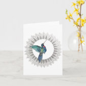 Ruby Throat Hummingbird Foltering Note Card Kaart (Gele Bloem)