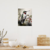 Ruby Throated Hummingbird Bird Art Print Poster (Keuken)
