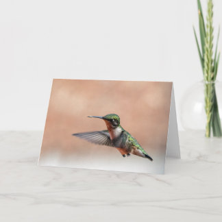 Ruby Throated Hummingbird Blank Note Card Kaart
