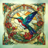 Ruby Throated Hummingbird Faux Glas in lood Raamsticker (Vel 3)