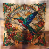 Ruby Throated Hummingbird Faux Glas in lood Raamsticker (Vel 2)