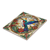 Ruby Throated Hummingbird Faux Glas in lood Tegeltje (Zijkant)
