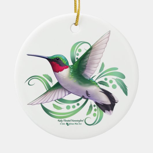 Ruby Throated Hummingbird Keramisch Ornament (Voorkant)