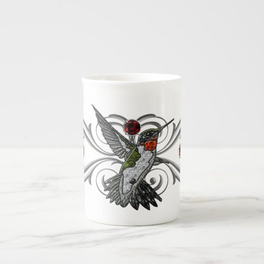 Ruby Throated Hummingbird Porselein Kop (Voorkant)