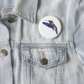 Ruby Throated Hummingbird Ronde Button 5,7 Cm (In situ)