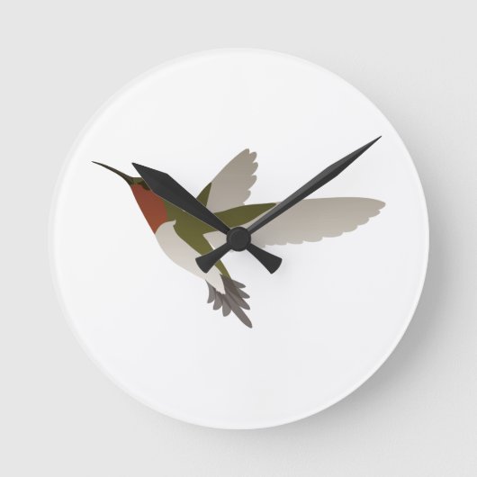 Ruby Throated Hummingbird Ronde Klok (Voorkant)