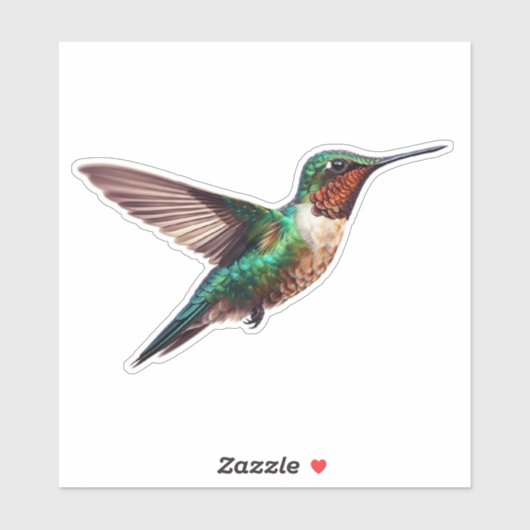 Ruby Throated Hummingbird Sticker (Vel)