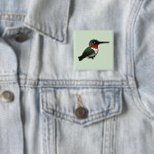 Ruby-throated Hummingbird Vierkante Button 5,1 Cm (In situ)