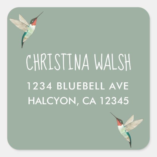 Ruby-throated Hummingbird Vierkante Sticker (Voorkant)