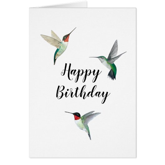 Ruby-throated Hummingbirds Birthday Card (Devant)