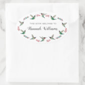 Ruby-throated Hummingbirds Bookplate Ovale Sticker (Tas)