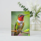 Ruby-throated kolibrie in rust briefkaart (Staand voorkant)
