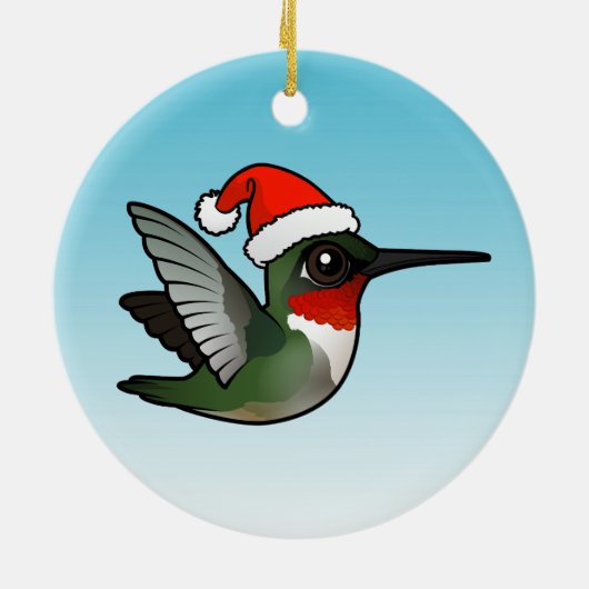 Ruby-throated kolibrie kerst keramisch ornament (Achterkant)