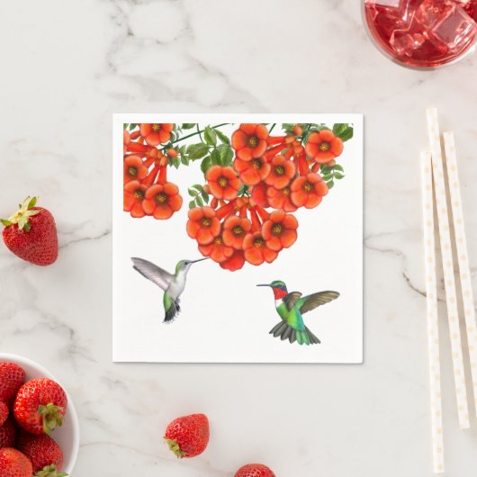 Ruby Throated Kolibrie Paar Servetten (Insitu)