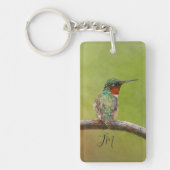 Ruby-Throated Kolibrie Vogel Schilderen Initialen Sleutelhanger (Voorkant)