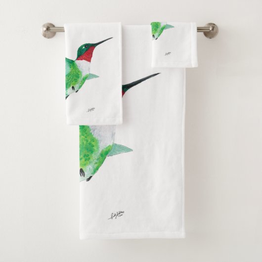 Ruby thromingbird bad handdoek (Insitu)