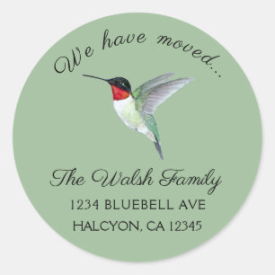 Ruby-thromingbird Change of Address Ronde Sticker