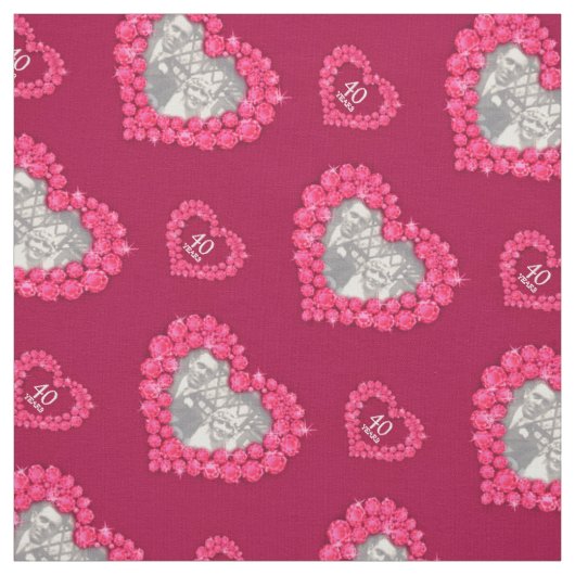 Ruby trouwdag aangepaste foto patroon stof (Swatch)