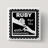 Ruby trouwdag hand houden 40e vierkante button 5,1 cm (Voorkant)