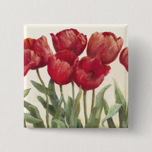 Ruby Tulips Vierkante Button 5,1 Cm