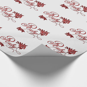 Ruby Typografie met Rozen Red en White Cadeaupapier