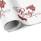 Ruby Typografie met Rozen Red en White Cadeaupapier (Rol Hoek)
